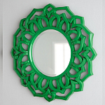 Зеркало круглое в ажурной зеленой раме Green Floral Pattern варинант исполнения - 2 | Loft Concept в Липецке