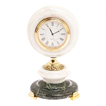 Часы настольные бронзовые из натуральных камней Мрамор и Змеевик Stone Clock варинант исполнения - 7 | Loft Concept в Липецке