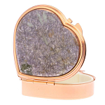 Таблетница карманная в форме сердца с 3-мя отделениями с зеркалом и накладкой из натурального камня Лепидолит Red Gold Stone Pillboxes варинант исполнения - 2 | Loft Concept в Липецке