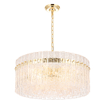 Люстра подвесная круглая с прозрачными рельефными стеклянными вставками и золотым основанием Textured Glass Chandelier варинант исполнения - 3 | Loft Concept в Липецке