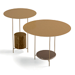 Дизайнерский круглый кофейный стол из металла с мраморным декором PANNA COTTA Coffee Table варинант исполнения - 6 | Loft Concept в Липецке