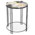 Стол журнальный круглый со столешницей из стекла Gold and Black Marble варинант исполнения - 1 | Loft Concept в Липецке