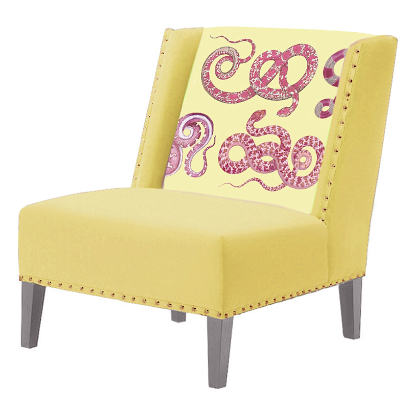 FUN Armchair Snakes yellow Дизайнерское кресло с цветным принтом Желтый FUN Armchair Snakes yellow Дизайнерское кресло с цветным принтом Желтый в Липецке | Loft Concept