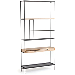 Металлический стеллаж с деревянными полками и ящиками Menzie Metal Wood Rack варинант исполнения - 2 | Loft Concept в Липецке