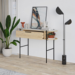 Консоль напольная деревянная с выдвижным ящиком и 2-мя полками со столешницей цвета белый мрамор OTIS CONSOLE OAK варинант исполнения - 2 | Loft Concept в Липецке