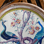 Барный стул из массива бука с изображением птиц и цветов  Beige Green Chinoiserie Garden Chair варинант исполнения - 4 | Loft Concept в Липецке