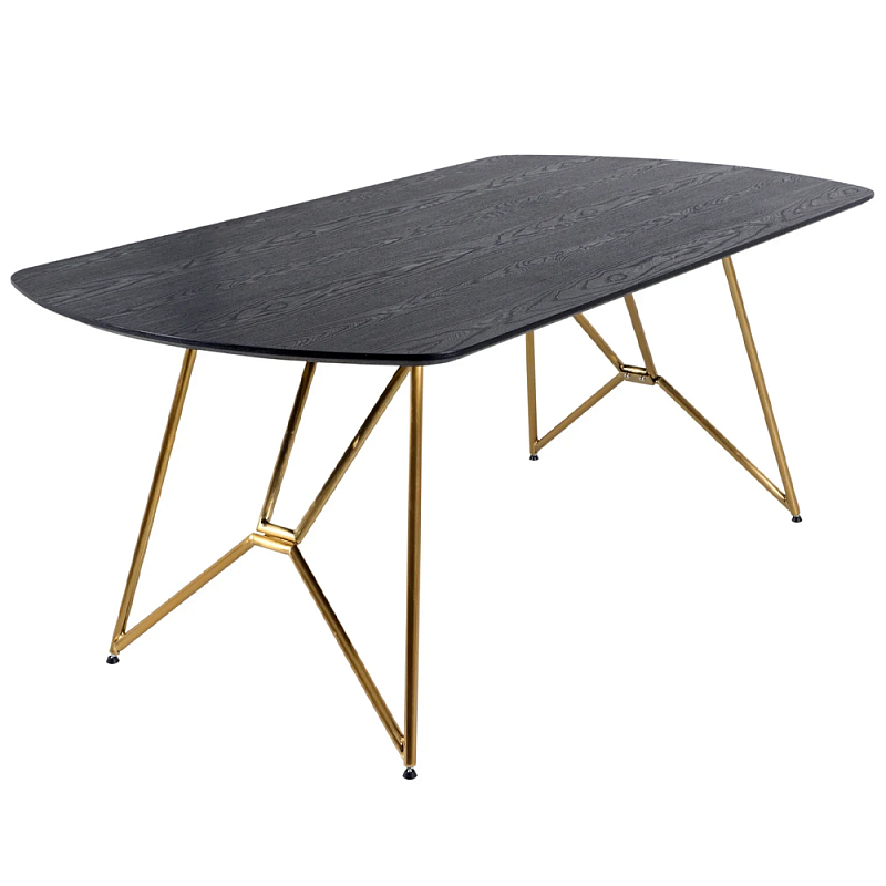 Обеденный стол на металлических ножках Ward Brass Dining Table Черный Латунь Обеденный стол на металлических ножках Ward Brass Dining Table Черный Латунь в Липецке | Loft Concept