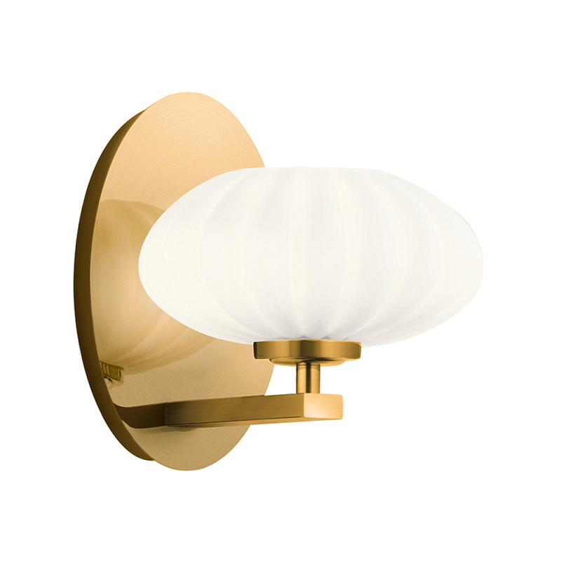  Бра с круглым плафон из матового белого стекла Kichler Золотой Белый Бежевый в Липецке | Loft Concept 