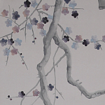 Обои ручная роспись Plum Blossom Special Colourway on Lilac Hint dyed silk варинант исполнения - 3 | Loft Concept в Липецке