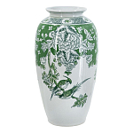 Ваза высокая с зелеными цветочными и птичьими мотивами Vase Inspired by Nature варинант исполнения - 1 | Loft Concept в Липецке