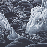 Обои ручная роспись Matsushima Waves Roka on Edo Night painted silk варинант исполнения - 2 | Loft Concept в Липецке