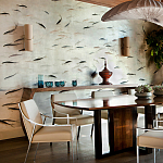 Обои ручная роспись Fishes Blue Pearl on Tarnished Silver gilded silk with pearlescent antiquing варинант исполнения - 4 | Loft Concept в Липецке