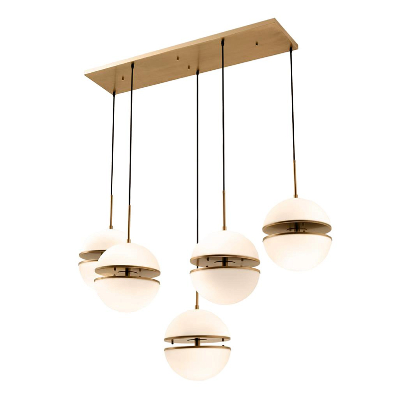 Люстра Hanging Lamp Spiridon 5 light Латунь Античная полированная Белый Люстра Hanging Lamp Spiridon 5 light Латунь Античная полированная Белый в Липецке | Loft Concept