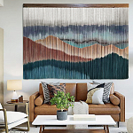 Современное Панно на стену из нитей Mountains at Sunset Горы на Закате  варинант исполнения - 1 | Loft Concept в Липецке