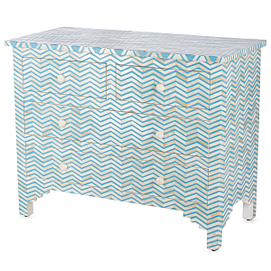 Комод голубой отделка кость BONE INLAY CHEST OF 4 DRAWER
