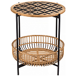 Круглый кофейный стол с плетеной столешницей и полкой Norberta Wicker Coffee Table варинант исполнения - 1 | Loft Concept в Липецке