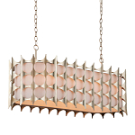 Люстра овальной формы с фактурным серебряным каркасом и тканевым абажуром Silver Honeycomb варинант исполнения - 1 | Loft Concept в Липецке