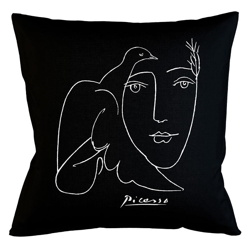Декоративная подушка White Silhouette Dove Pillow Бежевый Черный Декоративная подушка White Silhouette Dove Pillow Бежевый Черный в Липецке | Loft Concept