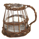 Кашпо стеклянное в плетёной корзине Mistress варинант исполнения - 1 | Loft Concept в Липецке