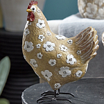 Статуэтка курица с белым цветочным узором и металлическими ножками Rustic Chicken варинант исполнения - 3 | Loft Concept в Липецке