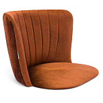 Барный стул со спинкой на 4-х деревянных ножках Оранжевый Велюр Ava Charm варинант исполнения - 3 | Loft Concept в Липецке