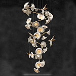 Люстра каскадная из белых цветов каллы и птичек Refined Taste of Light варинант исполнения - 1 | Loft Concept в Липецке