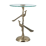 Столик с круглой стеклянной столешницей и корпусом в виде двух павлинов на ветке Table Two Peacocks варинант исполнения - 4 | Loft Concept в Липецке