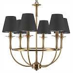 Люстра на металлическом основании бронзового цвета с 6-ю черными конусовидными абажурами Dignity варинант исполнения - 6 | Loft Concept в Липецке