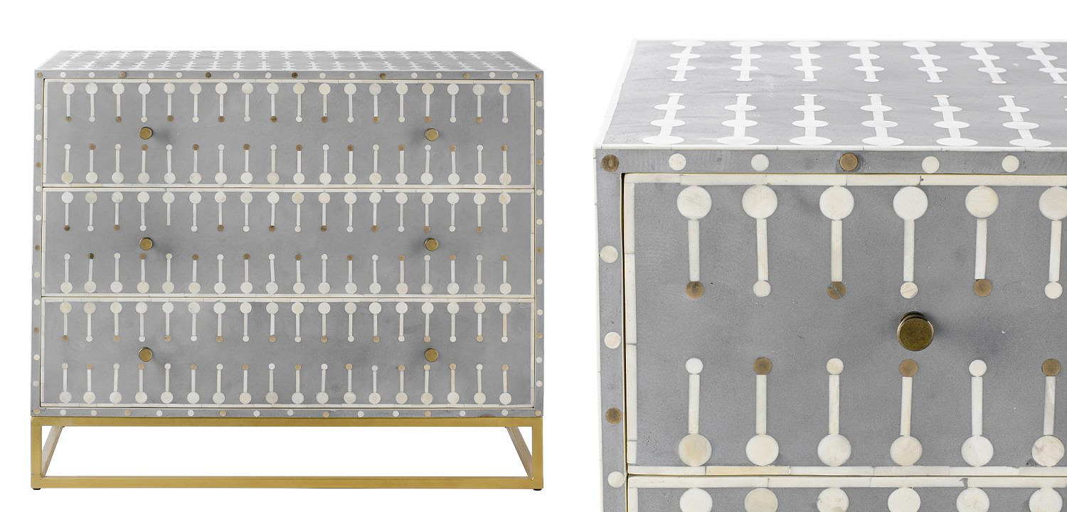 Комод серый кость BONE INLAY 3 DRAWER Комод серый кость BONE INLAY 3 DRAWER - Loft-Concept в Липецке