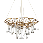 Люстра подвесная золотого цвета с металлическим сетчатым основанием и стеклянными каплевидными подвесками Hinkley варинант исполнения - 1 | Loft Concept в Липецке