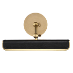 Светильник для картин цвет винтажная латунь с прямоугольным плафоном из кожи черного цвета Alora варинант исполнения - 3 | Loft Concept в Липецке