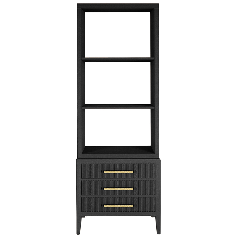 Этажерка Primo с ящиками шпон Черный дуб Черный Золотой в Липецке | Loft Concept 