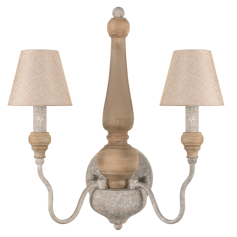 Бра с двумя конусовидными тканевыми абажурами Neighborhood Коричневый Белый в Липецке | Loft Concept 