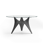 Дизайнерский круглый обеденный стол стеклянный с фигурным подстольем из цемента ARC Dining Table варинант исполнения - 8 | Loft Concept в Липецке