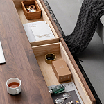 Кофейный стол из массива дерева с выдвижными ящиками Coffee Walnut Table варинант исполнения - 7 | Loft Concept в Липецке