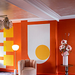 Обои ручная роспись Chez Nina by India Mahdavi Lantana colourway on Arancio dyed silk варинант исполнения - 5 | Loft Concept в Липецке