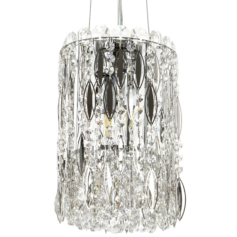 Подвесной светильник с металлическими и хрустальными подвесками Bonnay Crystal Chrome Hanging Lamp Хром Прозрачный Подвесной светильник с металлическими и хрустальными подвесками Bonnay Crystal Chrome Hanging Lamp Хром Прозрачный в Липецке | Loft Concept