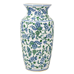 Ваза с зелено-голубым цветочным узором на белом фоне 61 см Blue & White Ornament варинант исполнения - 1 | Loft Concept в Липецке