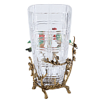 Ваза стеклянная прозрачная с бронзовым основанием в виде ветвей и фарфоровыми птичками Eden Garden варинант исполнения - 2 | Loft Concept в Липецке