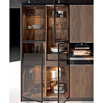 Комбинированный кухонный гарнитур сине-серого цвета с фасадом под дерево Benjamin Kitchen Set варинант исполнения - 3 | Loft Concept в Липецке