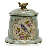 Шкатулка голубого цвета с рисунком и состаренным эффектом Eden Garden варинант исполнения - 1 | Loft Concept в Липецке