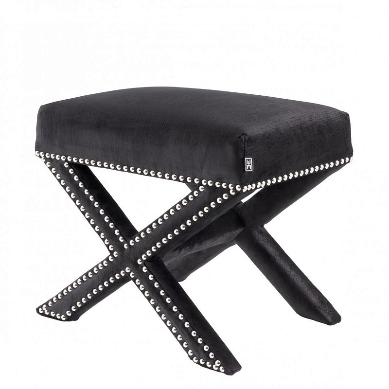 Оттоманка Eichholtz Stool Perugia Black Черный Никель Оттоманка Eichholtz Stool Perugia Black Черный Никель в Липецке | Loft Concept