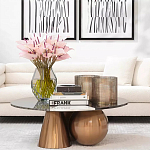 Дизайнерский журнальный стол с круглой столешницей на 3-х геометрических ножках Lehumod варинант исполнения - 4 | Loft Concept в Липецке