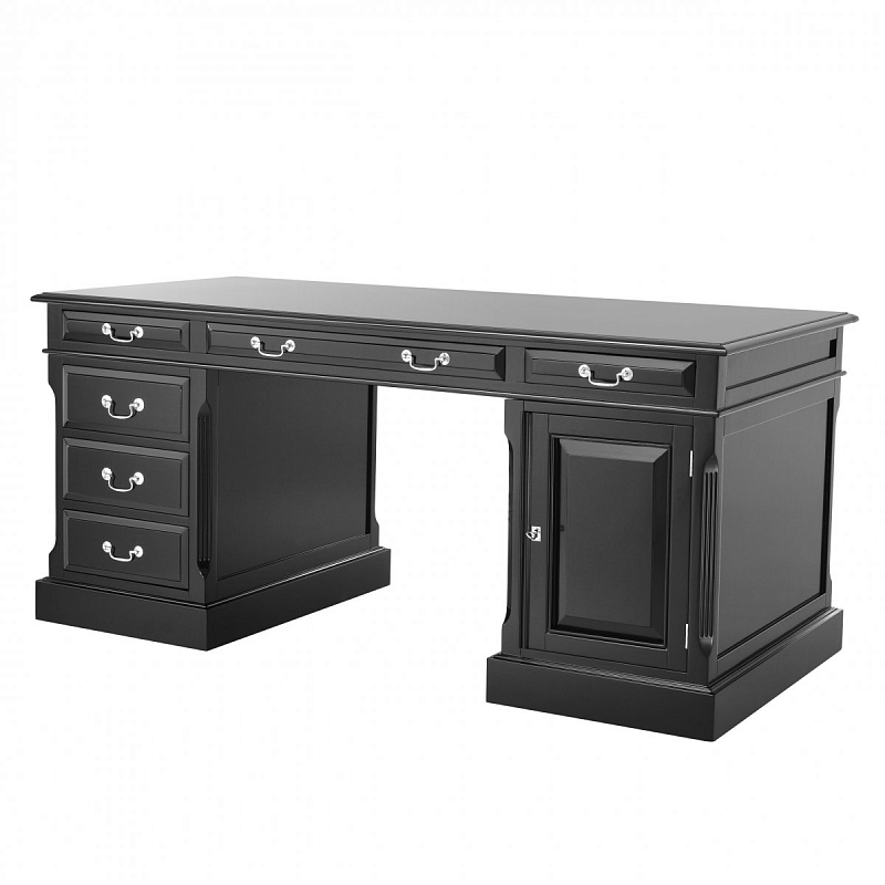 Рабочий стол Eichholtz Desk British Никель Черный Рабочий стол Eichholtz Desk British Никель Черный в Липецке | Loft Concept