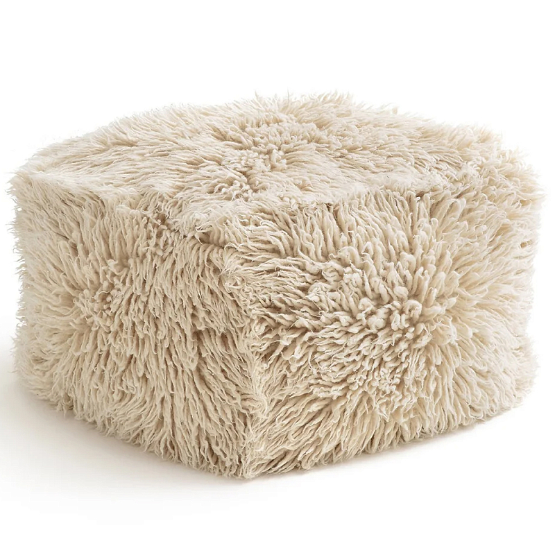 Пуф из шерсти Berthe Fluffy Pouf Бежевый Пуф из шерсти Berthe Fluffy Pouf Бежевый в Липецке | Loft Concept