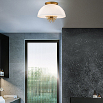 Подвесной светильник золотого цвета с полусферическим опаловым плафоном и декоративным элементом Elstead Lighting варинант исполнения - 9 | Loft Concept в Липецке