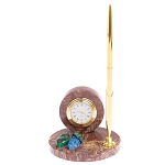 Часы настольные с шариковой металлической ручкой из натурального камня Stone Clock варинант исполнения - 4 | Loft Concept в Липецке