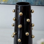 Ваза черная цилиндрическая с глянцевым покрытием и золотыми декоративными элементами Molecule Collection варинант исполнения - 2 | Loft Concept в Липецке