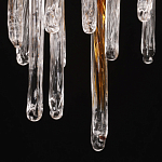 Люстра линейная золотого цвета с декоративными ветвями и длинными стеклянными подвесками в форме сосулек Droplet Chandelier варинант исполнения - 9 | Loft Concept в Липецке