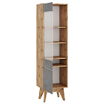 Шкаф-витрина с фасадом цвета серый бетон и стеклянной дверкой Grace of Furniture варинант исполнения - 2 | Loft Concept в Липецке